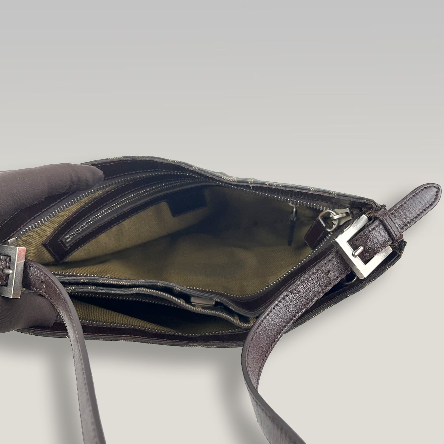Fendi Vintage Zucca Baguette Shoulder Bag Brown & Black FF Canvas