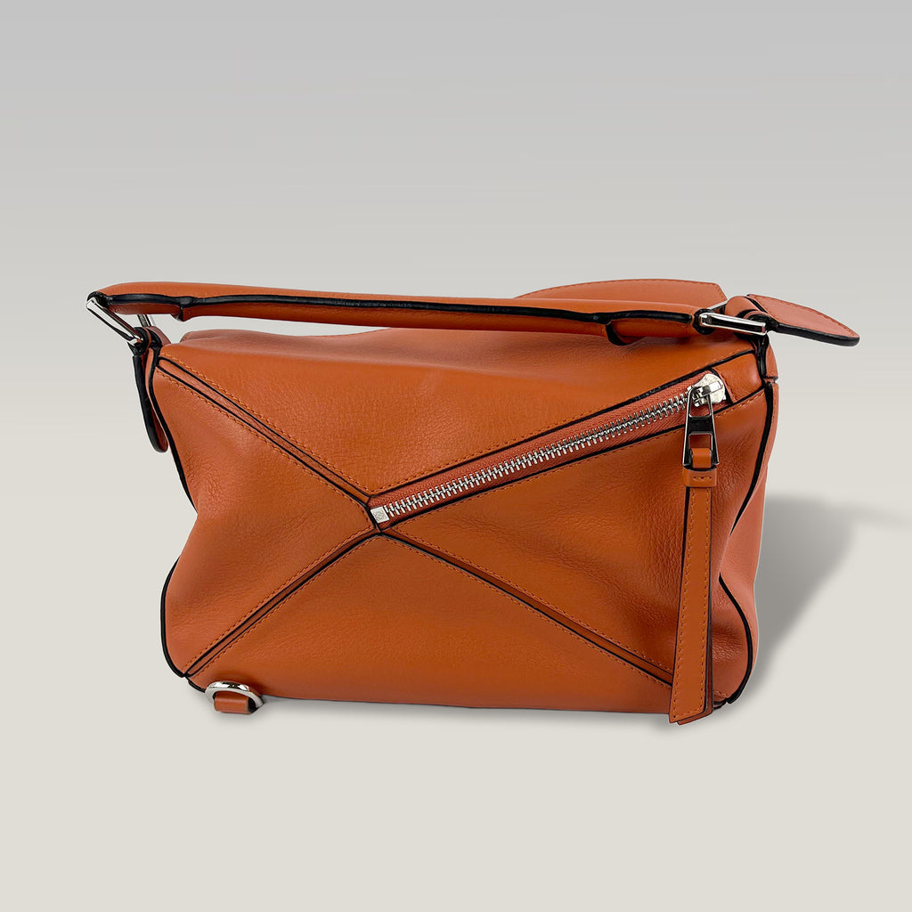 Loewe Puzzle Small Bag Orange Calfskin Leather Top Handle & Crossbody Bag