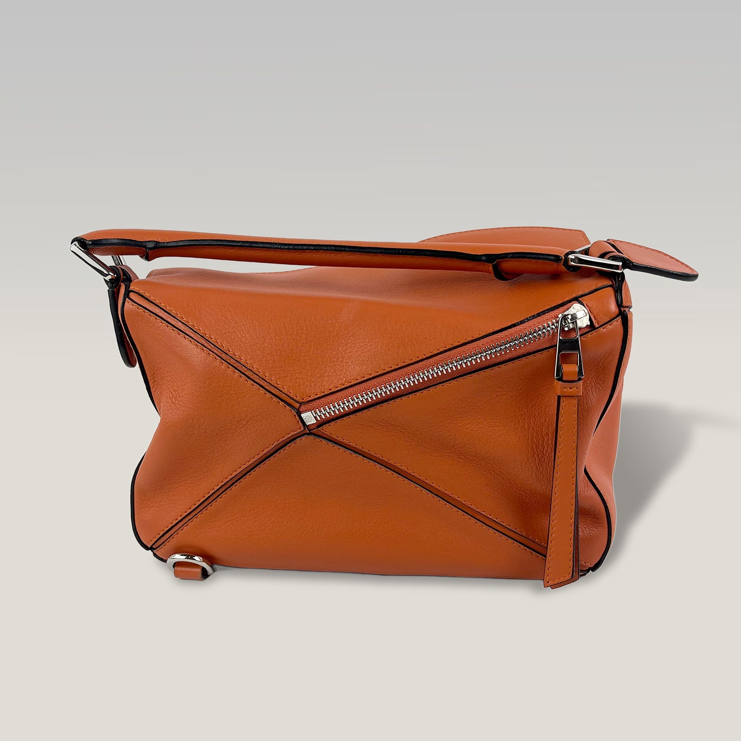 Loewe Puzzle Small Bag Orange Calfskin Leather Top Handle & Crossbody Bag