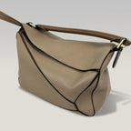 Loewe Puzzle Medium in Pelle Beige e Marrone con Tracolla