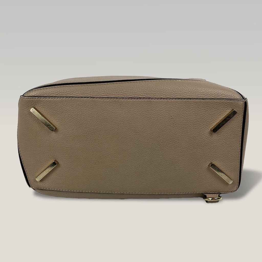 Loewe Puzzle Medium in Pelle Beige e Marrone con Tracolla