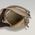 Loewe Puzzle Medium in Pelle Beige e Marrone con Tracolla