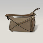 Loewe Puzzle Medium in Pelle Beige e Marrone con Tracolla