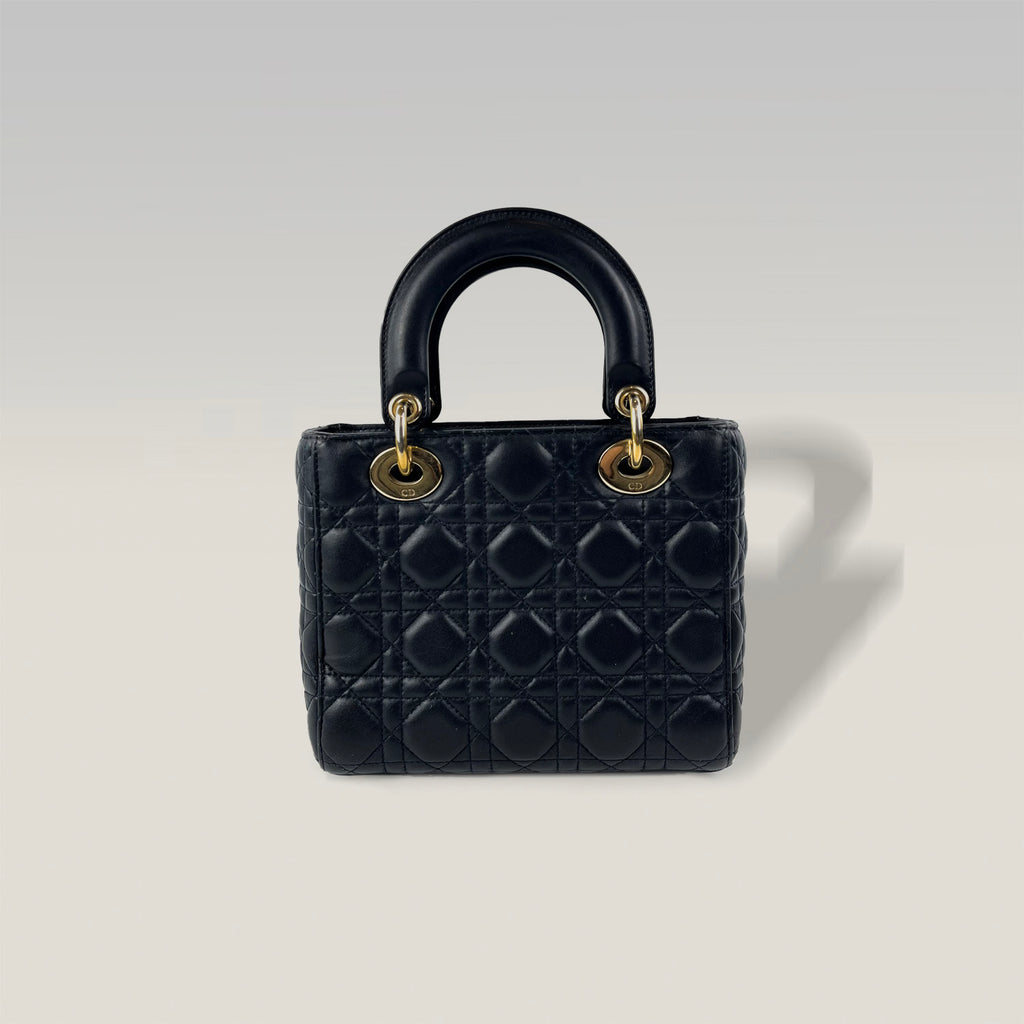 Dior Lady Dior nera in pelle di agnello – modello a quattro riquadri