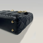 Dior Lady Dior nera in pelle di agnello – modello a quattro riquadri