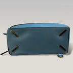 Loewe Puzzle Medium in Pelle Color Block Azzurra e Grigia con Tracolla