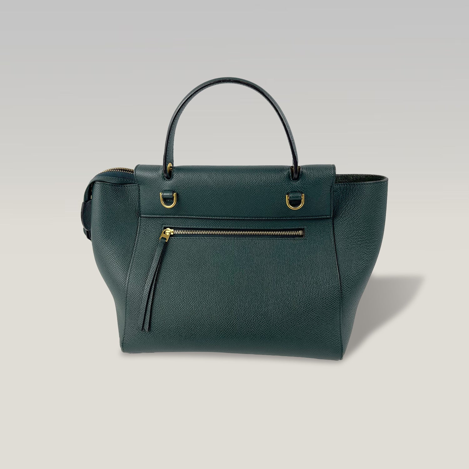 Celine Belt Bag Micro in Pelle Martellata Verde con Tracolla