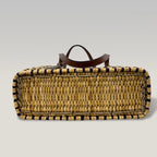 Loewe Tote Small in Rafia Intrecciata Multicolor con Finiture in Pelle Marrone