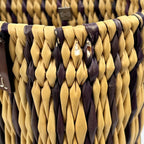 Loewe Tote Small in Rafia Intrecciata Multicolor con Finiture in Pelle Marrone