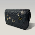 CHANEL WOC 2.55 Nera in Pelle di Agnello Trapuntata con Charm e Catena – Senza Card