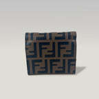 Fendi Portafoglio Bi-fold in Pelle FF Marrone e Bordeaux con Logo F