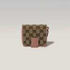 Gucci GG Supreme portafoglio corto con zip – canvas monogram e pelle rosa