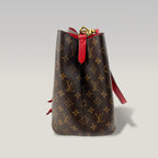 Louis Vuitton Néonoé BB Monogram Canvas & Red Leather Bucket Bag