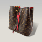 Louis Vuitton Néonoé BB Monogram Canvas & Red Leather Bucket Bag