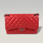 Chanel Timeless Maxi Flap Bag Pink Patent Leather Silver Hardware
