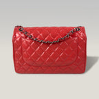Chanel Timeless Maxi Flap Bag Pink Patent Leather Silver Hardware