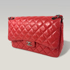 Chanel Timeless Maxi Flap Bag Pink Patent Leather Silver Hardware