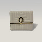 Ferragamo Gancini Compact White Leather Wallet