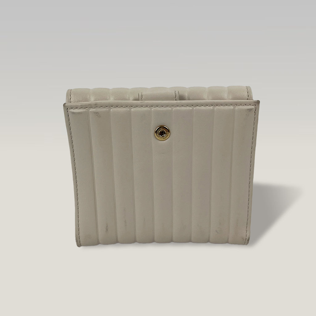 Ferragamo Gancini Compact White Leather Wallet