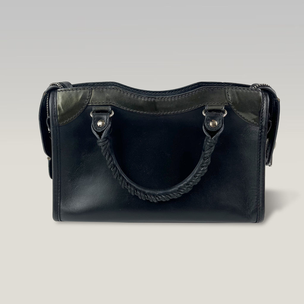 Balenciaga Neo Classic Mini Black Leather Top Handle Crossbody Bag
