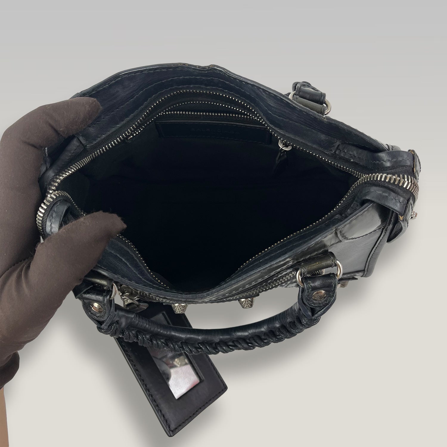 Balenciaga Neo Classic Mini Black Leather Top Handle Crossbody Bag