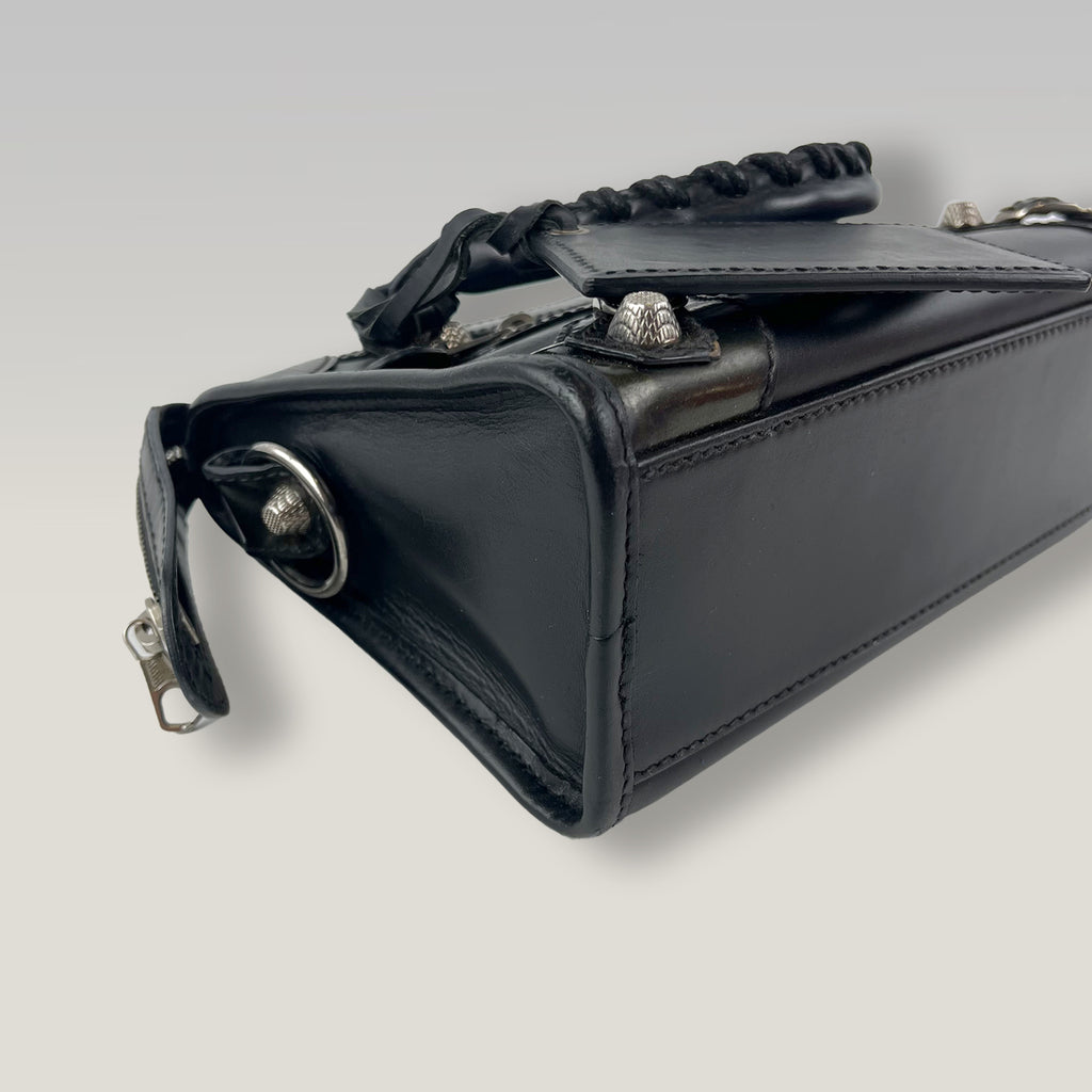 Balenciaga Neo Classic Mini Black Leather Top Handle Crossbody Bag