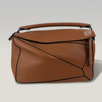 Loewe Puzzle Media in Pelle Marrone con Manico Superiore e Tracolla – Borsa a Mano e a Tracolla