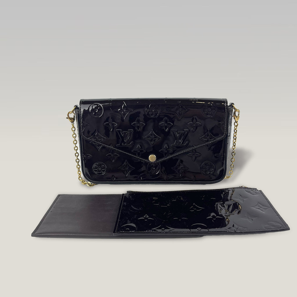 Louis Vuitton Pochette Felicie Monogram Vernis Shoulder Bag Black