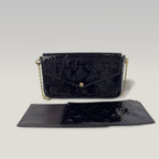 Louis Vuitton Pochette Felicie Monogram Vernis Shoulder Bag Black