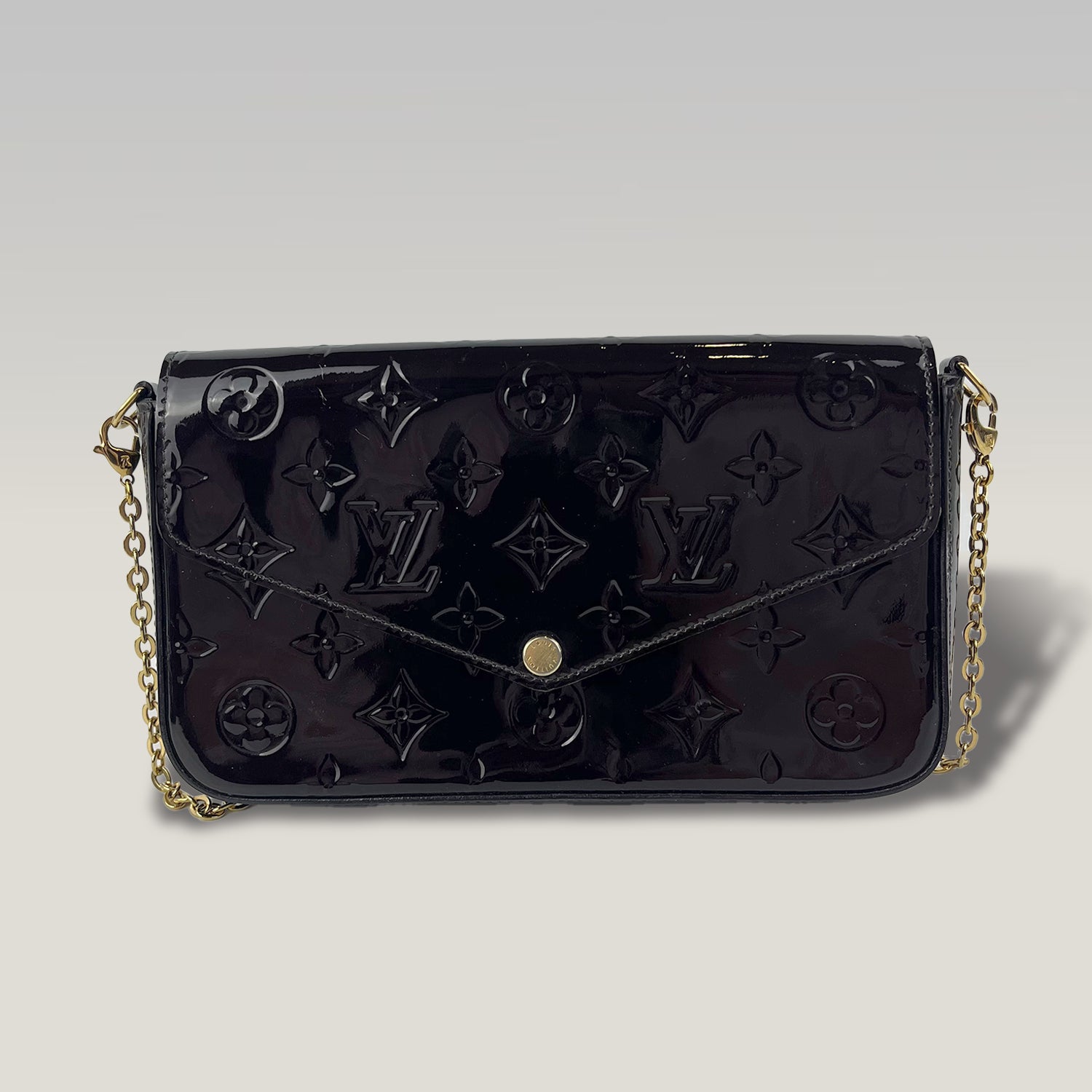 Louis Vuitton Pochette Felicie Monogram Vernis Shoulder Bag Black