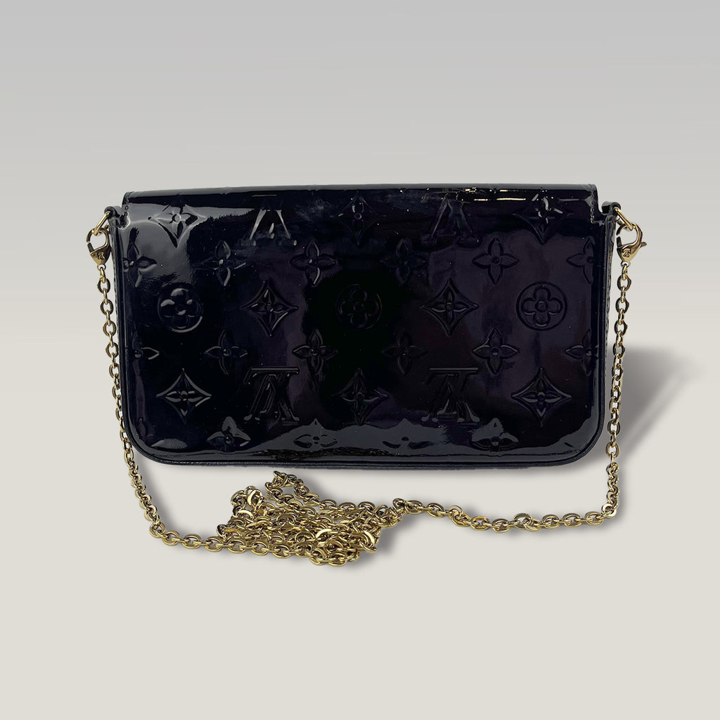 Louis Vuitton Pochette Felicie Monogram Vernis Shoulder Bag Black
