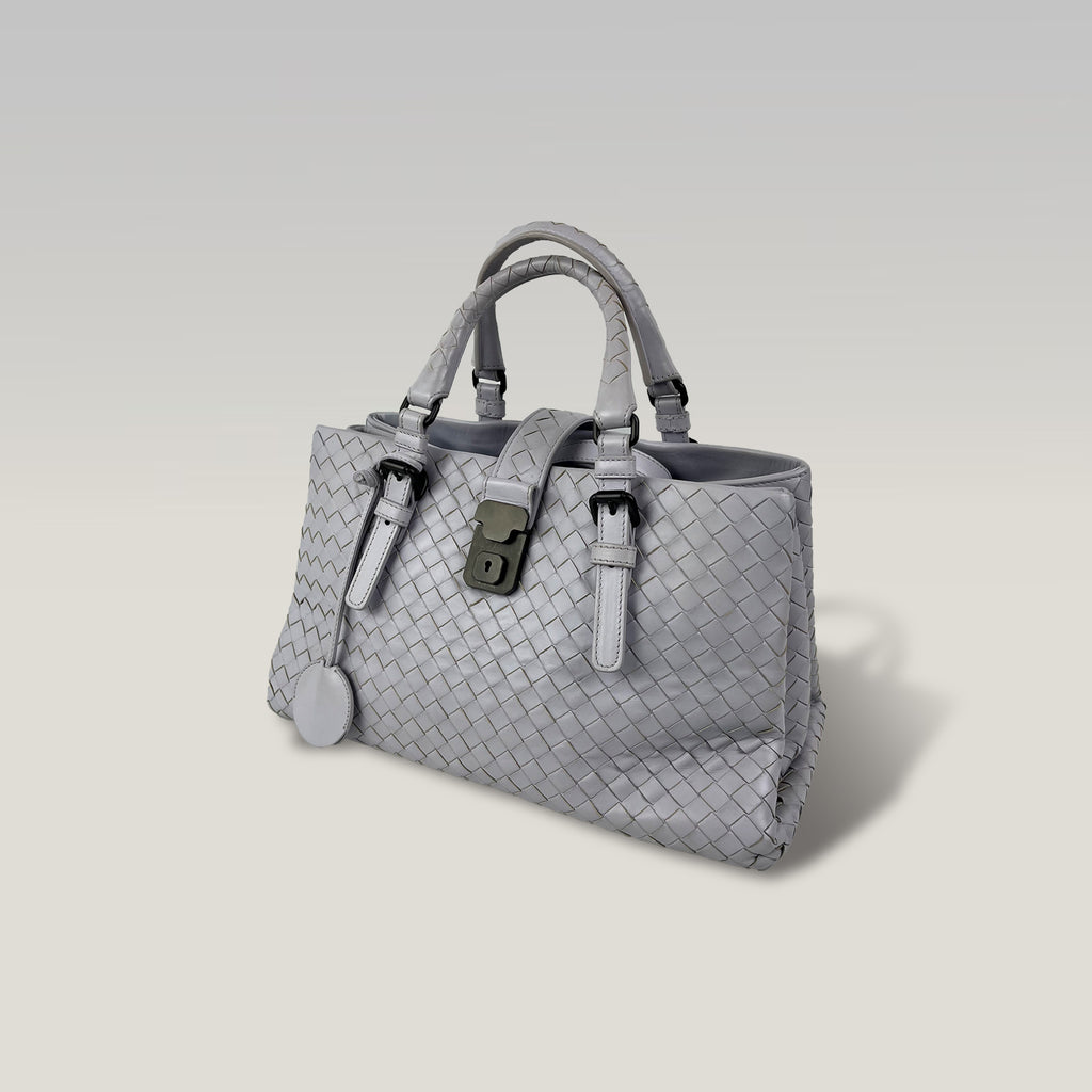 Bottega Veneta Roma Intrecciato Borsa a Mano in Pelle Viola Chiaro