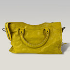 Balenciaga Classic City Yellow Leather Motorcycle Bag