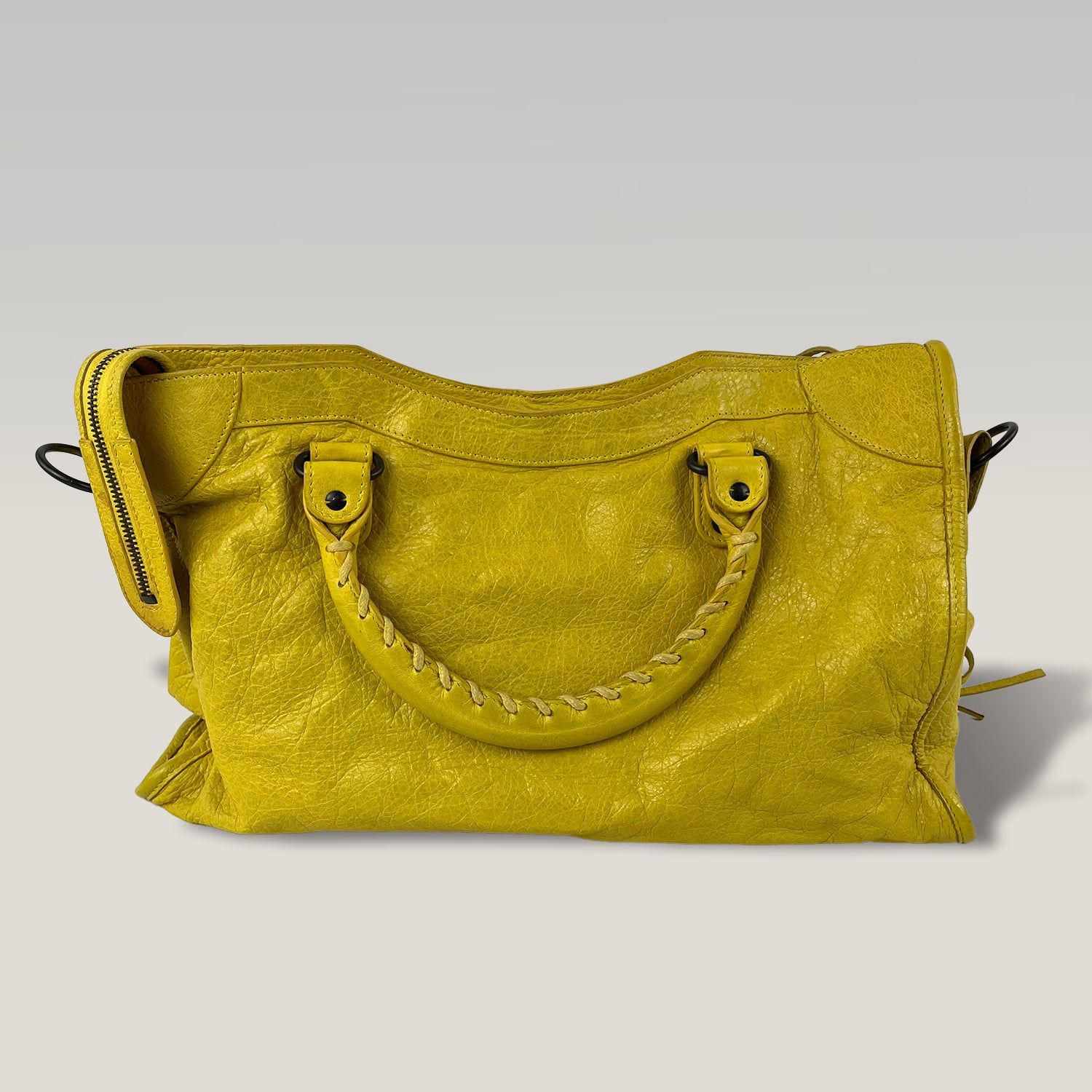 Balenciaga Classic City Yellow Leather Motorcycle Bag