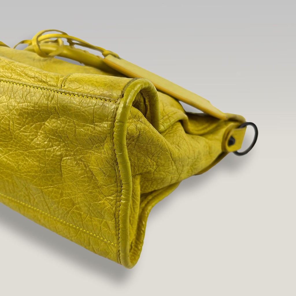 Balenciaga Classic City Yellow Leather Motorcycle Bag