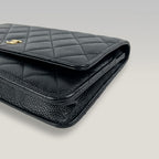 Chanel Wallet On Chain Timeless Classique Nero in Pelle Caviar – Borsa WOC con Catena Dorata