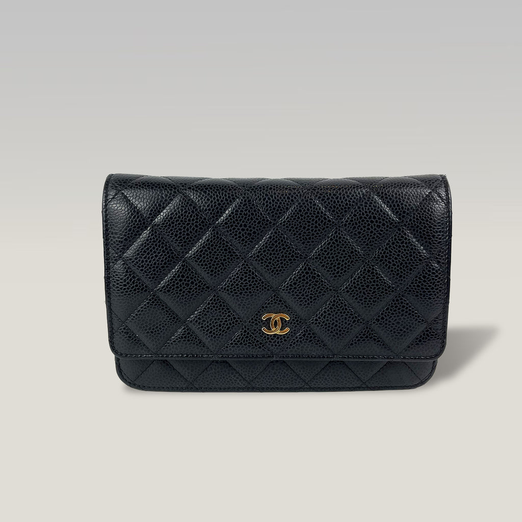 Chanel Wallet On Chain Timeless Classique Nero in Pelle Caviar – Borsa WOC con Catena Dorata