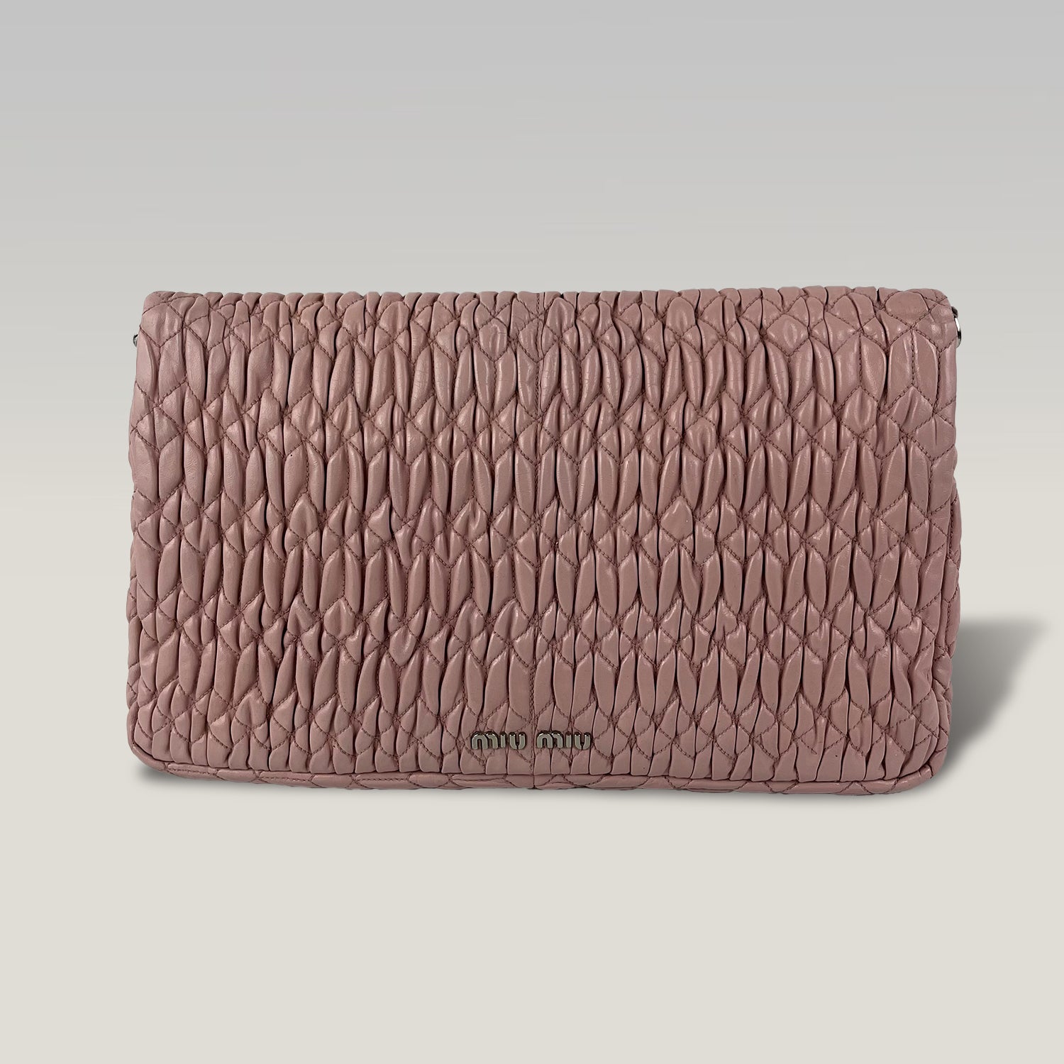 Miu Miu Crystal Matelassé Pink Leather Shoulder Bag