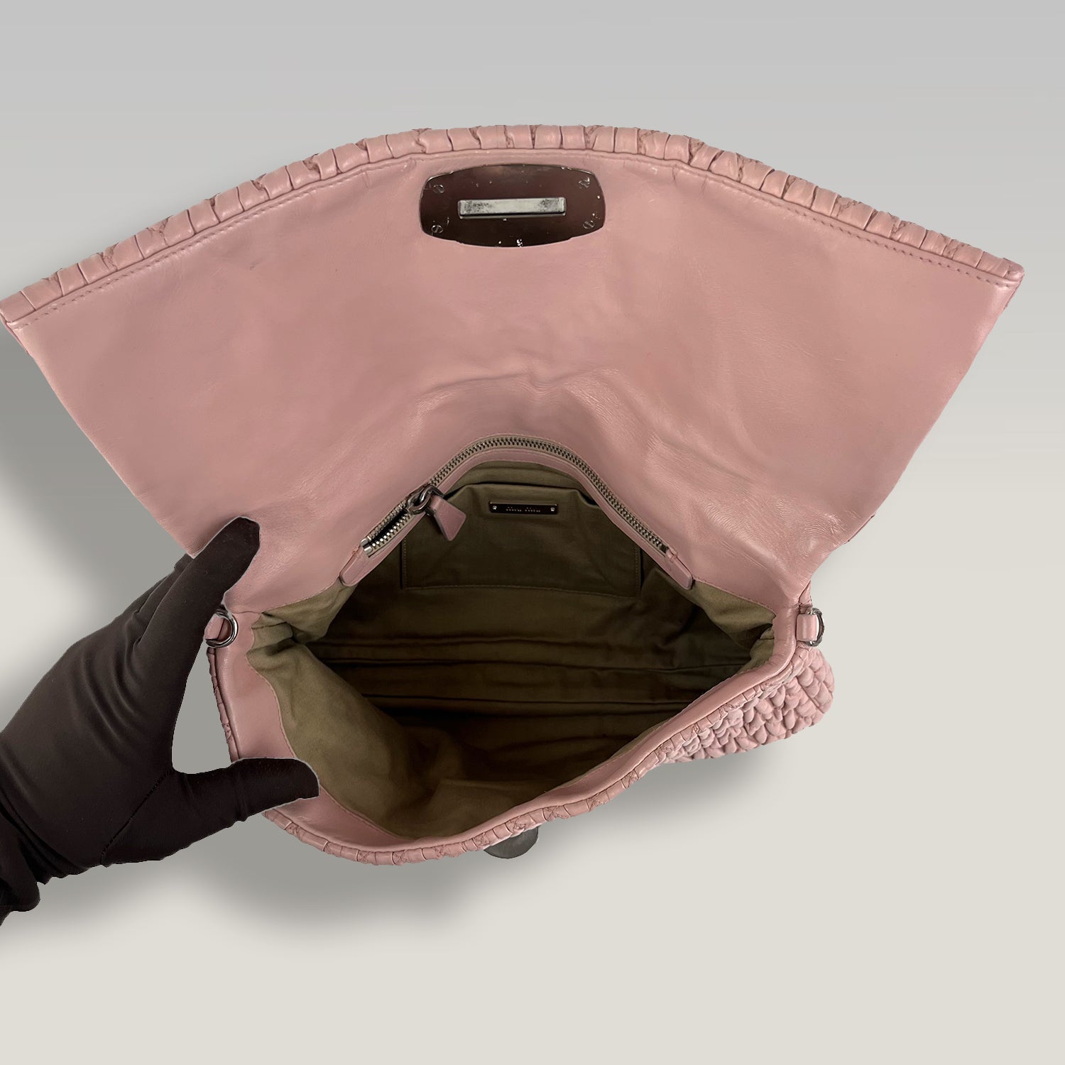 Miu Miu Crystal Matelassé Pink Leather Shoulder Bag