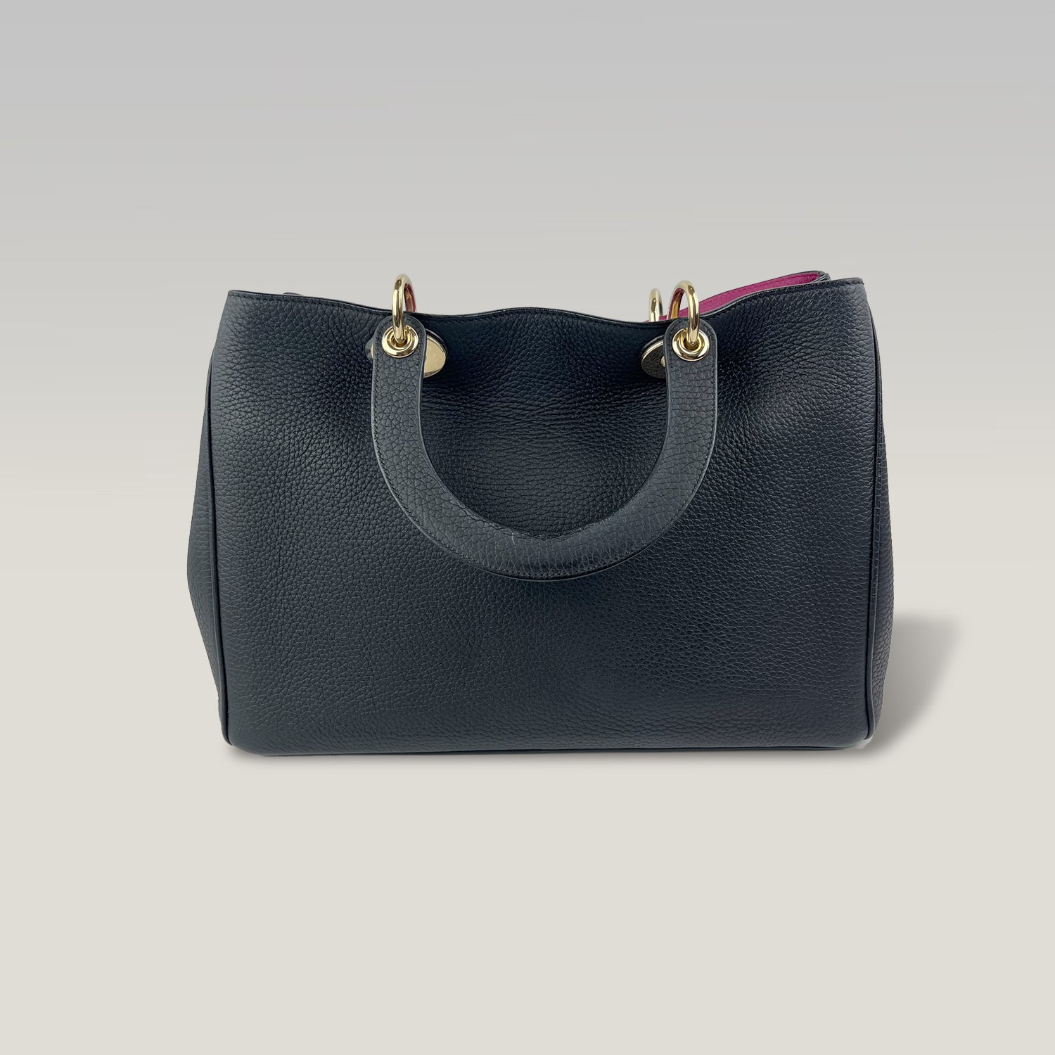 Christian Dior Medium Diorissimo Black Grained Leather Tote Bag