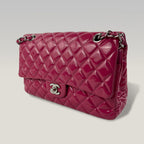 Chanel Borsa a Spalla Matelassé in Pelle Verniciata Rosa con Catena Argentata
