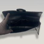 Chanel East West Chocolate Bar Patent Leather Flap Bag Black