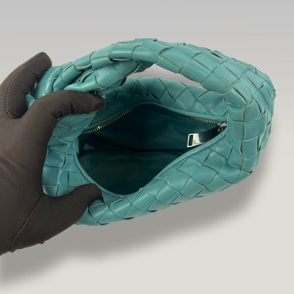 Bottega Veneta Jodie Medium Turquoise Intrecciato Nappa Leather Hobo Bag