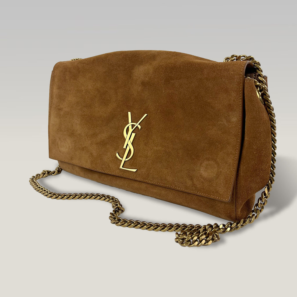 Saint Laurent Kate Medium Brown Suede Leather Chain Shoulder Bag