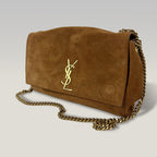 Saint Laurent Kate Medium Brown Suede Leather Chain Shoulder Bag