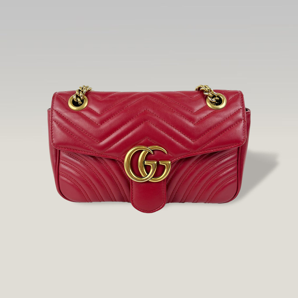 Gucci Marmont 26 Borsa a Spalla Rosso in Pelle