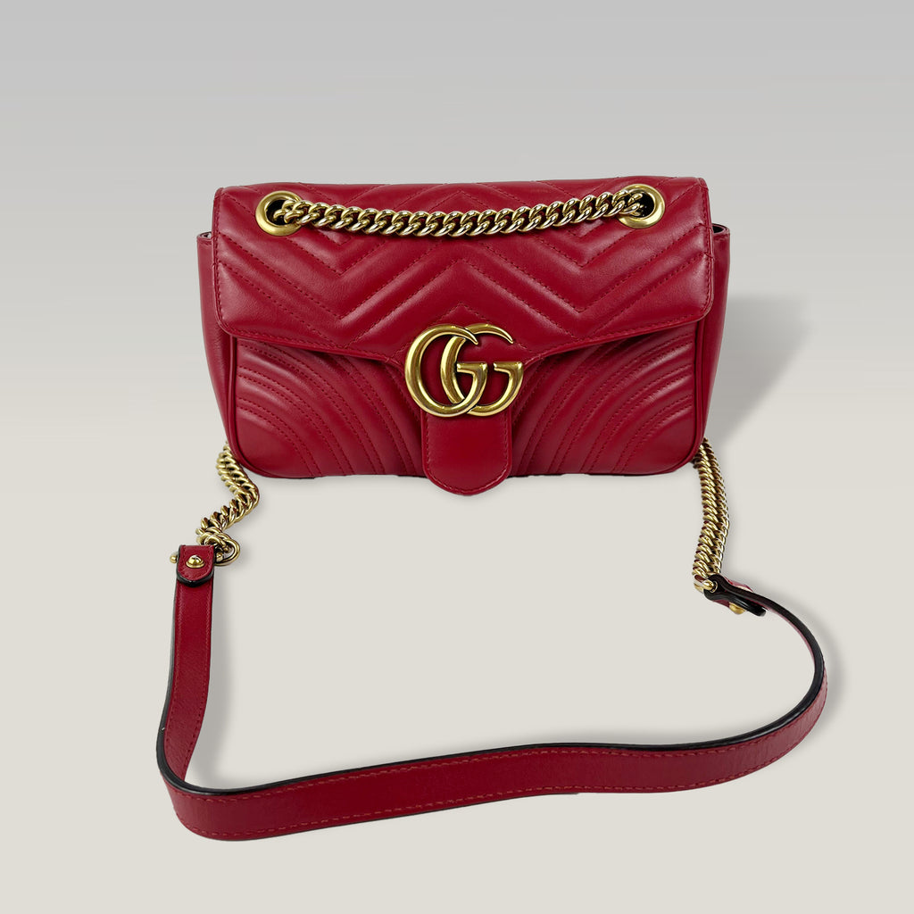 Gucci Marmont 26 Borsa a Spalla Rosso in Pelle