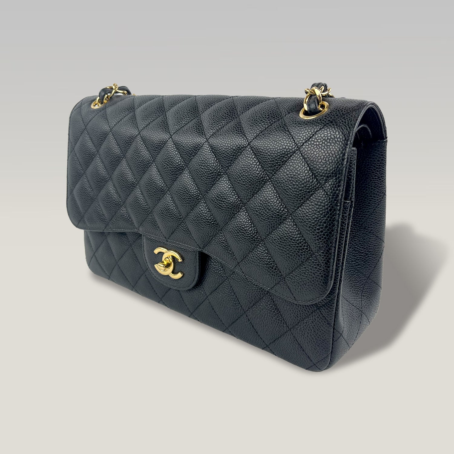 Chanel Classic Double Flap Medium Black Caviar Leather Shoulder Bag