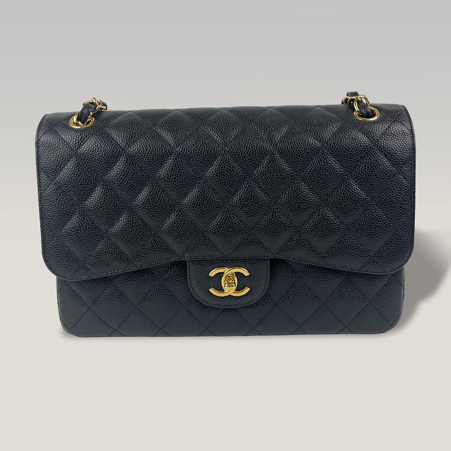 Chanel Classic Double Flap Medium Black Caviar Leather Shoulder Bag