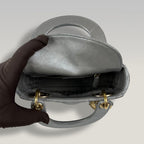Dior Lady Dior Mini in Pelle Cannage Grigio Metallizzato con Hardware Dorato